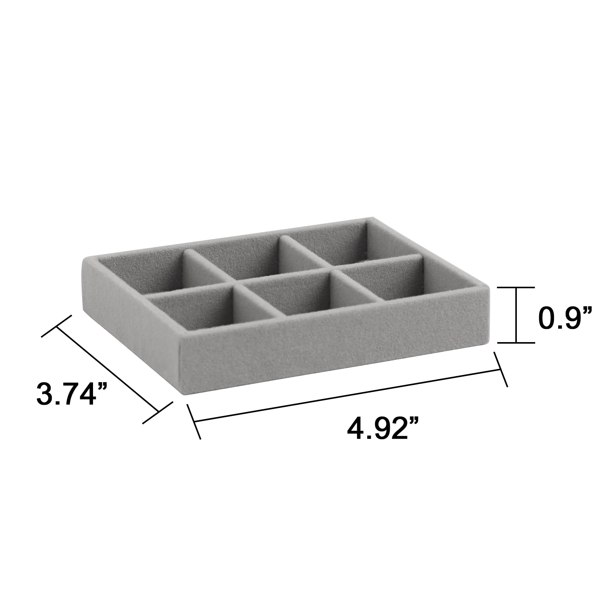 Frebeauty Kleines Schmucktablett, stapelbarer Samt-Schmuck-Organizer, Schubladeneinsätze, 12 x 9 x 2,3 cm, Ohrring-Organizer für Frauen (9er-Set, grau)
