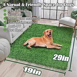 Dog Pee Grass Pads, 19″ x 29″ Puppy Turf Potty Training Tray, Thick & High Drainage Pets Fake Grass for Indoor Outdoor Use