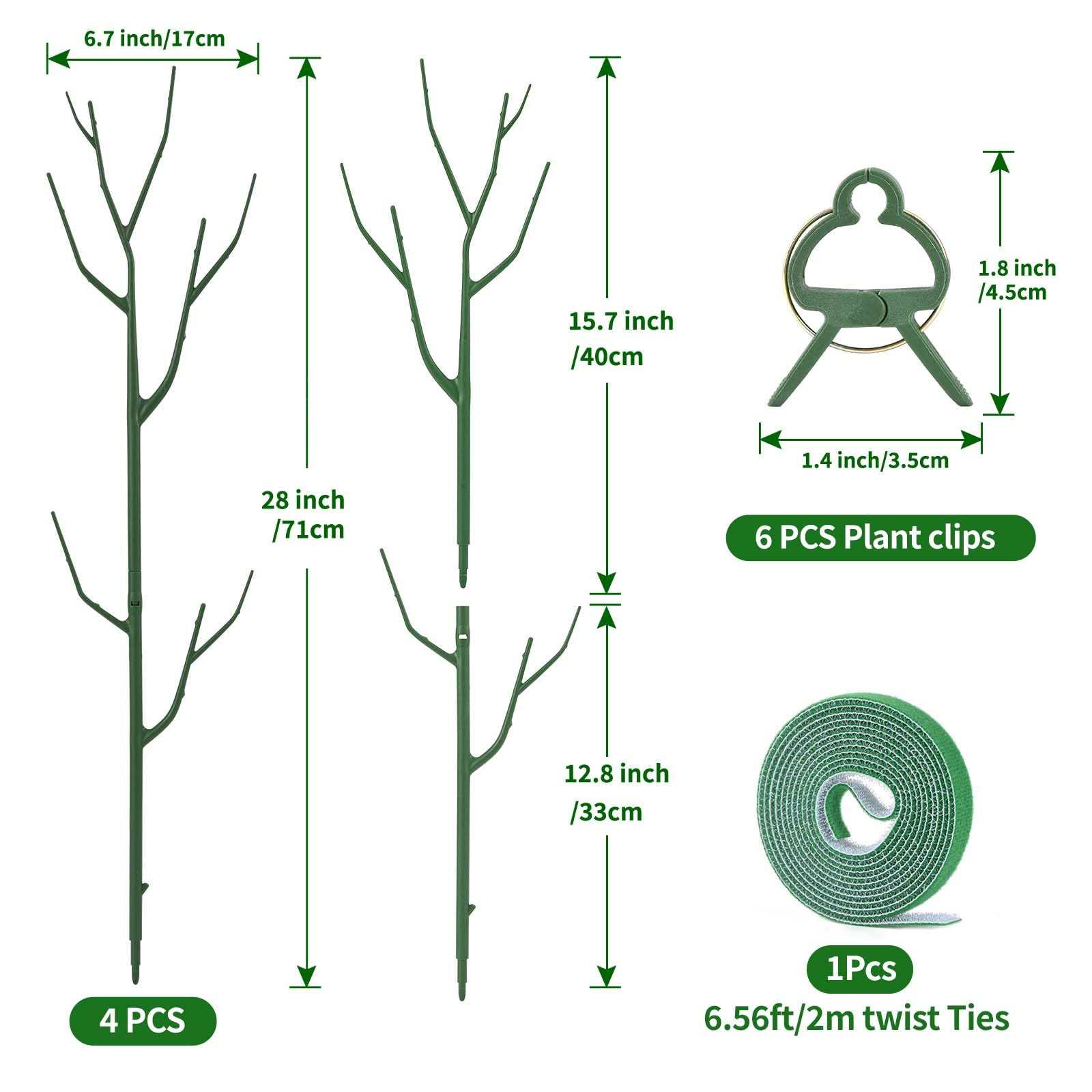 Yhtpouqe 4 Pack Plant Support Stakes, Plant Stakes for Indoor and Outdoor Plants. 28inch Plant Sticks with Extension Poles, Plant Clips, Plant Ties for Potted Monstera Plants, Climbing Plants