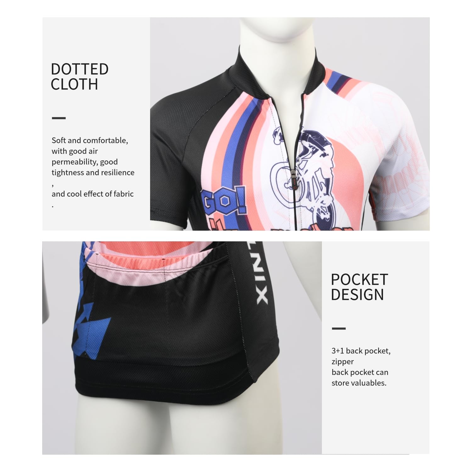 Ensemble de cyclisme unisexe pour enfant avec maillot à manches courtes + short rembourré), motif mixte, 9-11 ans
