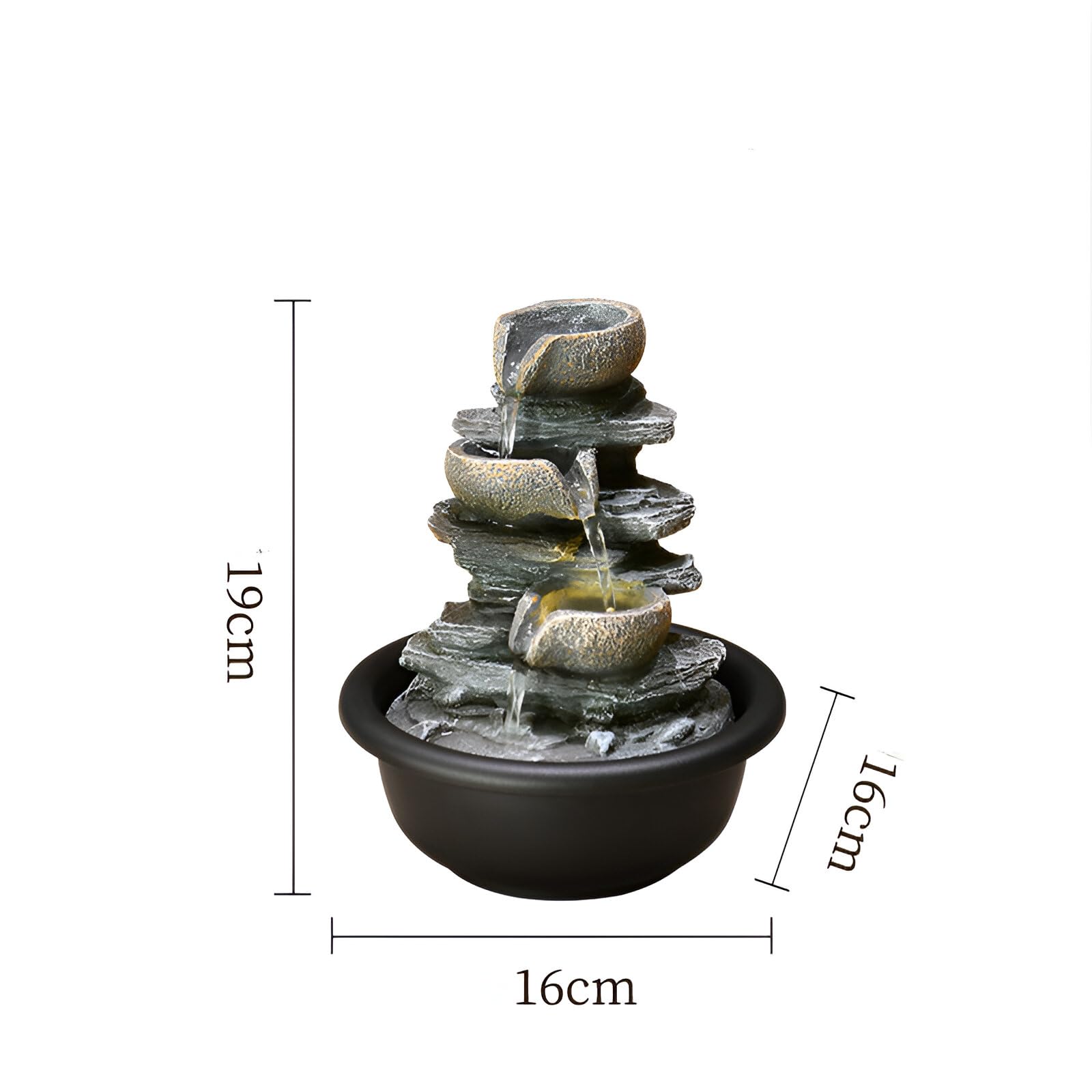 7.5 Inch Indoor Desktop Rock Fountain – 4-Tier Flowing Water Zen Meditation Tabletop Fountain with LED Lights, Perfect for Home, Office, Bedroom + 10 Free Crystal Stones (A Style)
