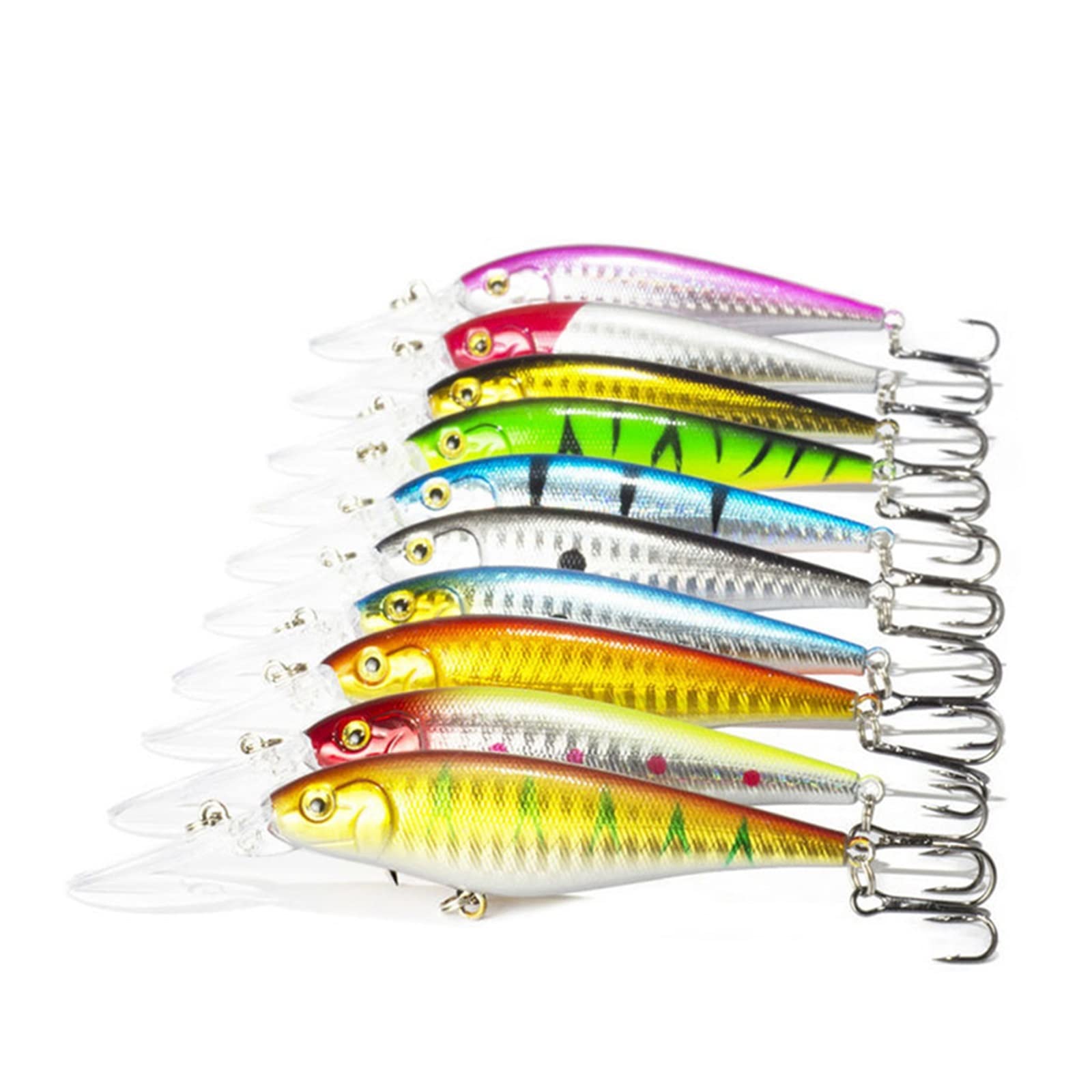 Señuelos de Pesca, 3D Eyes Señuelo De Pesca Suave 10 unids/Lote Buen pececillo 11cm 10,5g Cebo Duro Artificial Señuelos de Pesca Wobbler Crankbait(C 10PCS 7cm 8.5g)