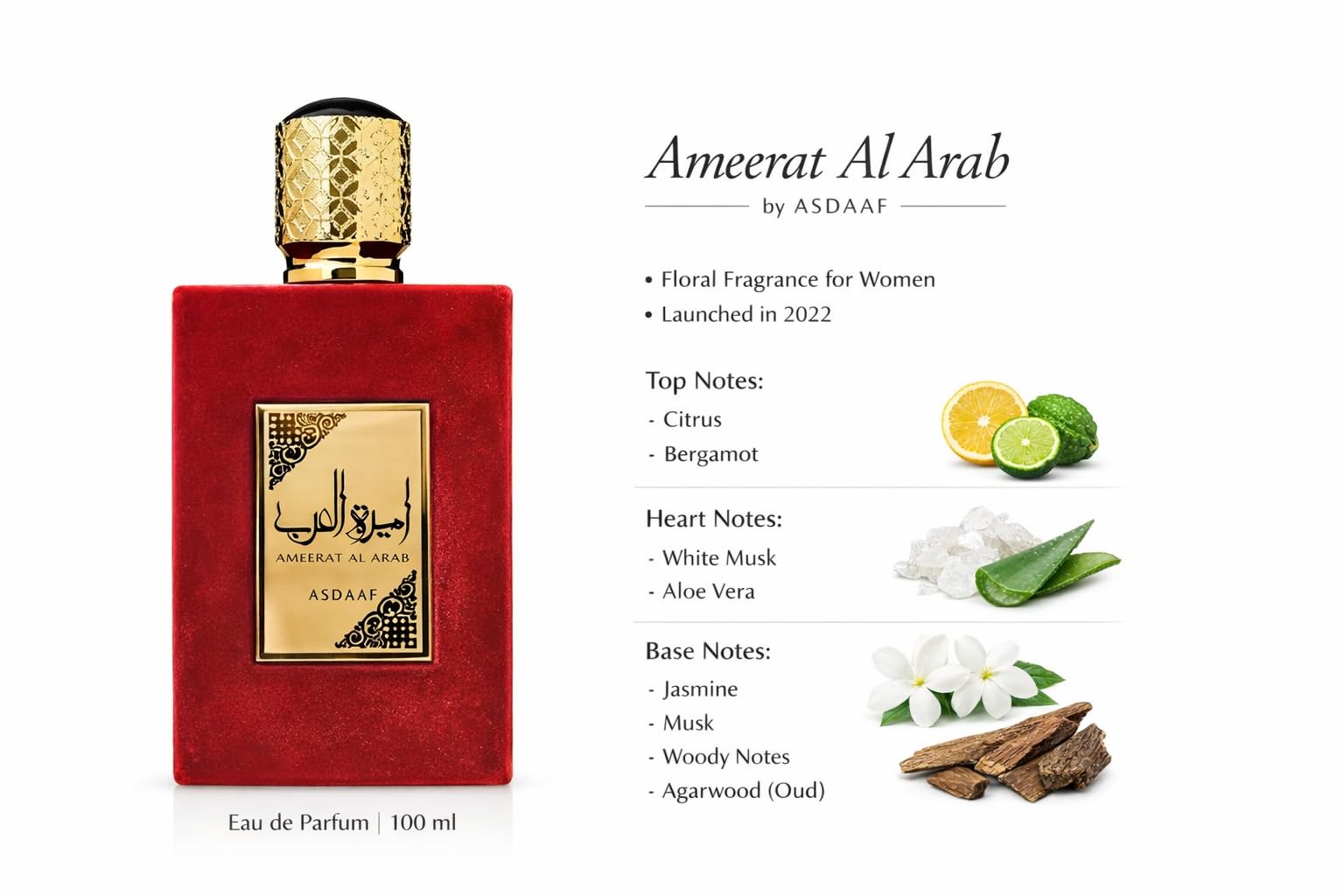 Asdaaf Ameerat Al Arab Set Profumo Donna 100 ml + Profumo da Borsetta 35 ml Floreale