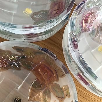 Amazon.co.jp: レトロ 皿 ガラス 花 5枚セット SOGA GLASS