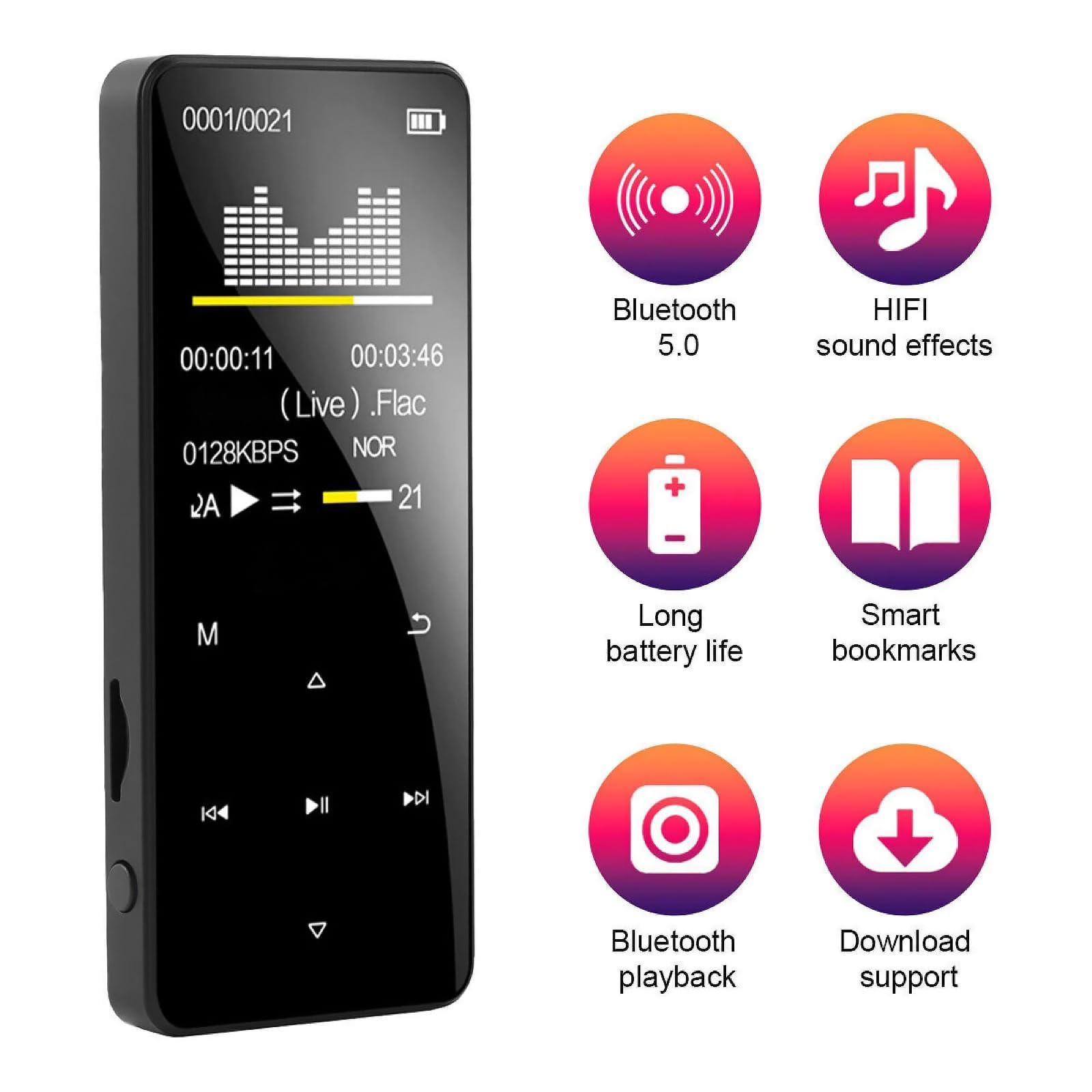 Portable HiFi Lossless Sound MP3 Music Player with 1.8-inch Touch Screen