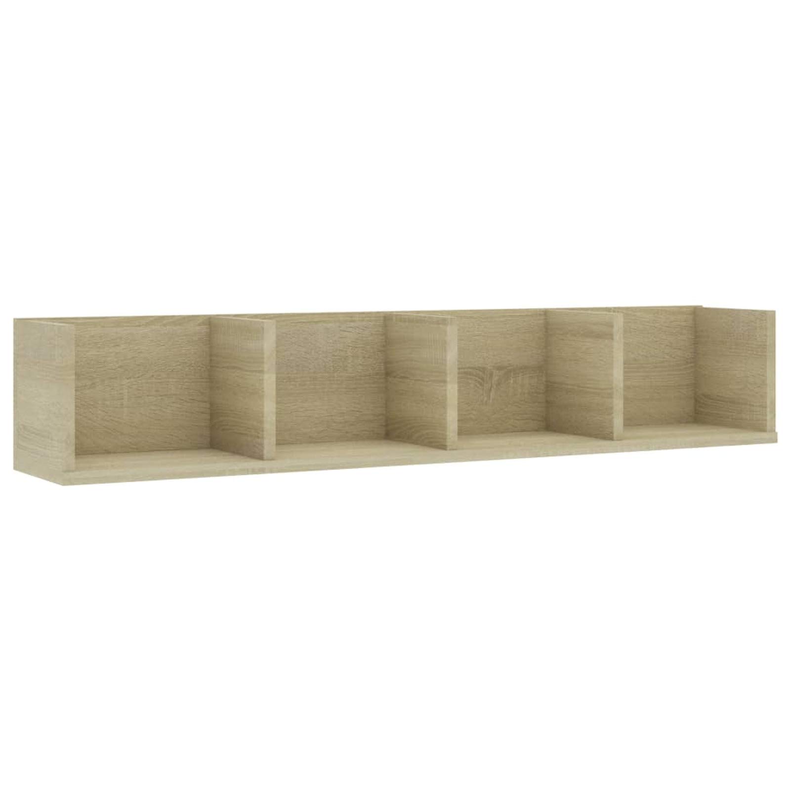 Tidyard Estantería flotante para CD y DVD, con 4 estantes, 100 x 18 x 18 cm, roble Sonoma