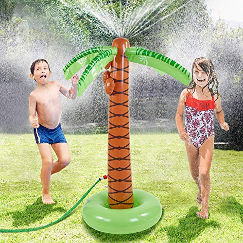 Chritian Coconut Tree Sprinkler Toys, Pools Summer Fun Spray Water Toy, Ginormous Coconut Tree Inflatable Sprinkler Toys for Kids Toddlers