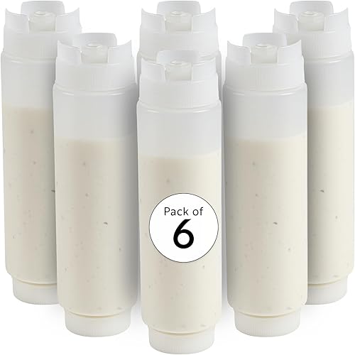 Restaurantware First In First Out - Botella de plástico transparente de 16 onzas, tapa invertida, de recarga y dispensación, 2 12 x 2 12 x 8 14