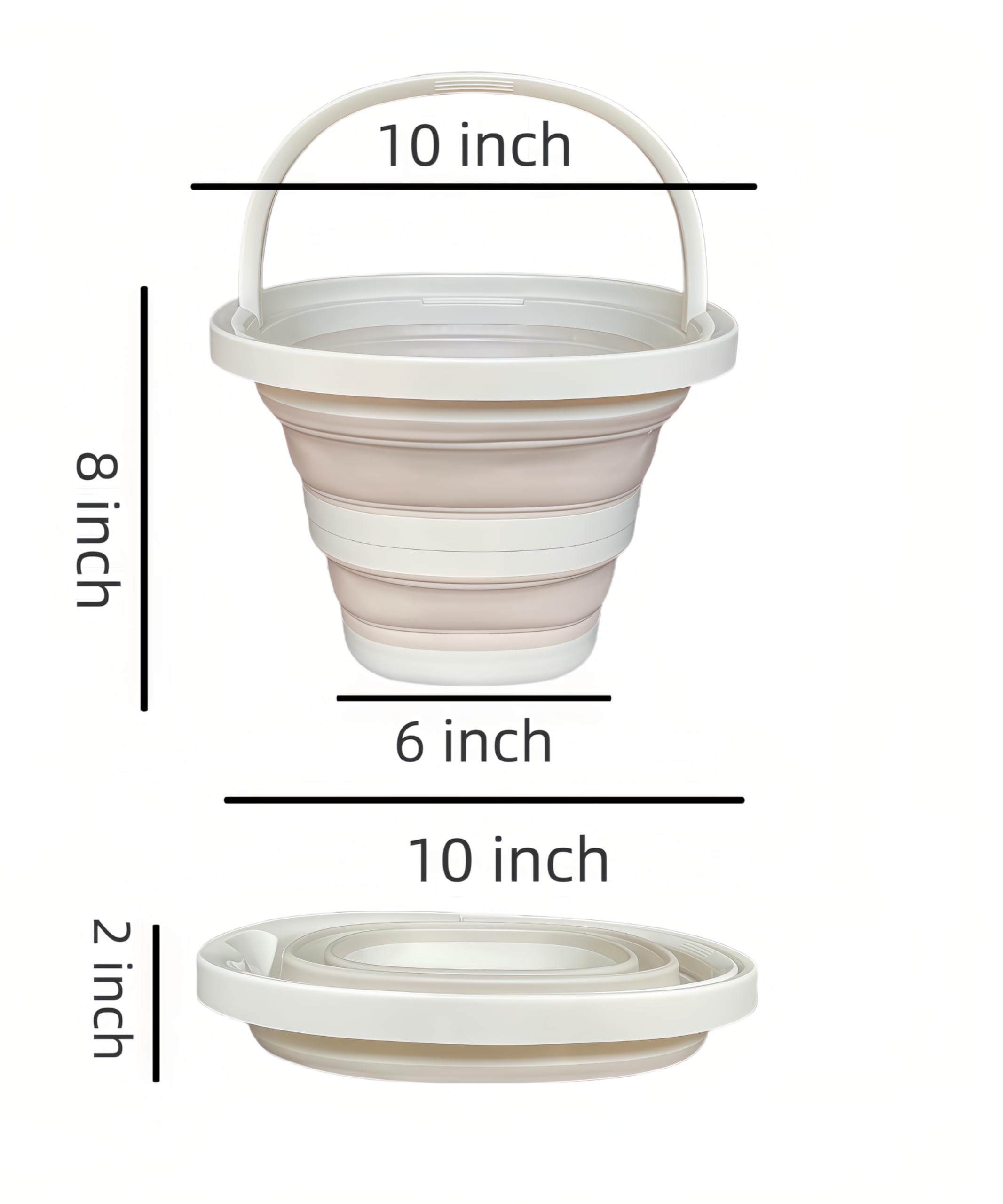 XJEXUEIZ Collapsible Bucket 5L 1.3 Gallon Cleaning Mop Foldable Portable Small Plastic Water Bucket Space-Saving Design Suitable Household Cleaning Garden Camping Fishing Car Wash (Milky White)