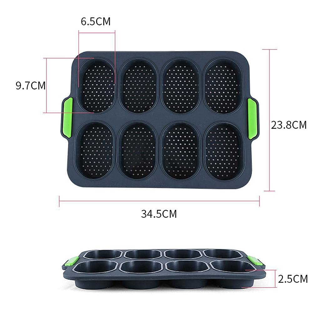 Joayuezo Baguette Pans for Baking French Bread Pans for Baking Silicone Loaf Roll Pan Cake Baking Mold Tray Homemade Bread Making Tools Baking Accessories (Black)