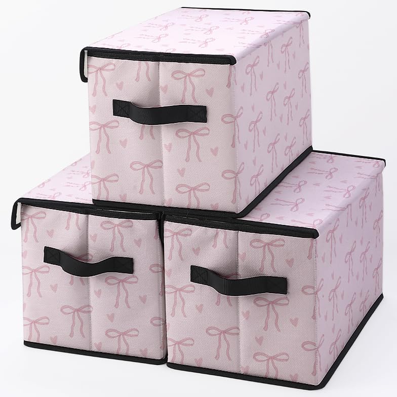 Image of Stackable Clothes Storage Bins with Lids 3 Pack | Closet Organizers Fabric Box for Home and Office,Blanket Clothes Organizers,Under Bed Storage Containers