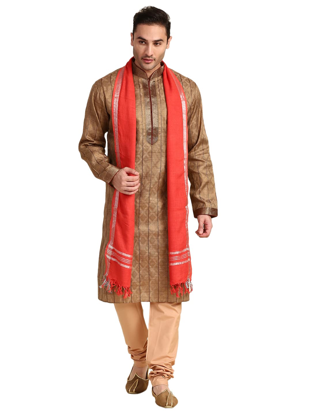 dupatta bazaar Men's Red Linen Dupatta for Kurta/Sherwani/Achkan-picture-34