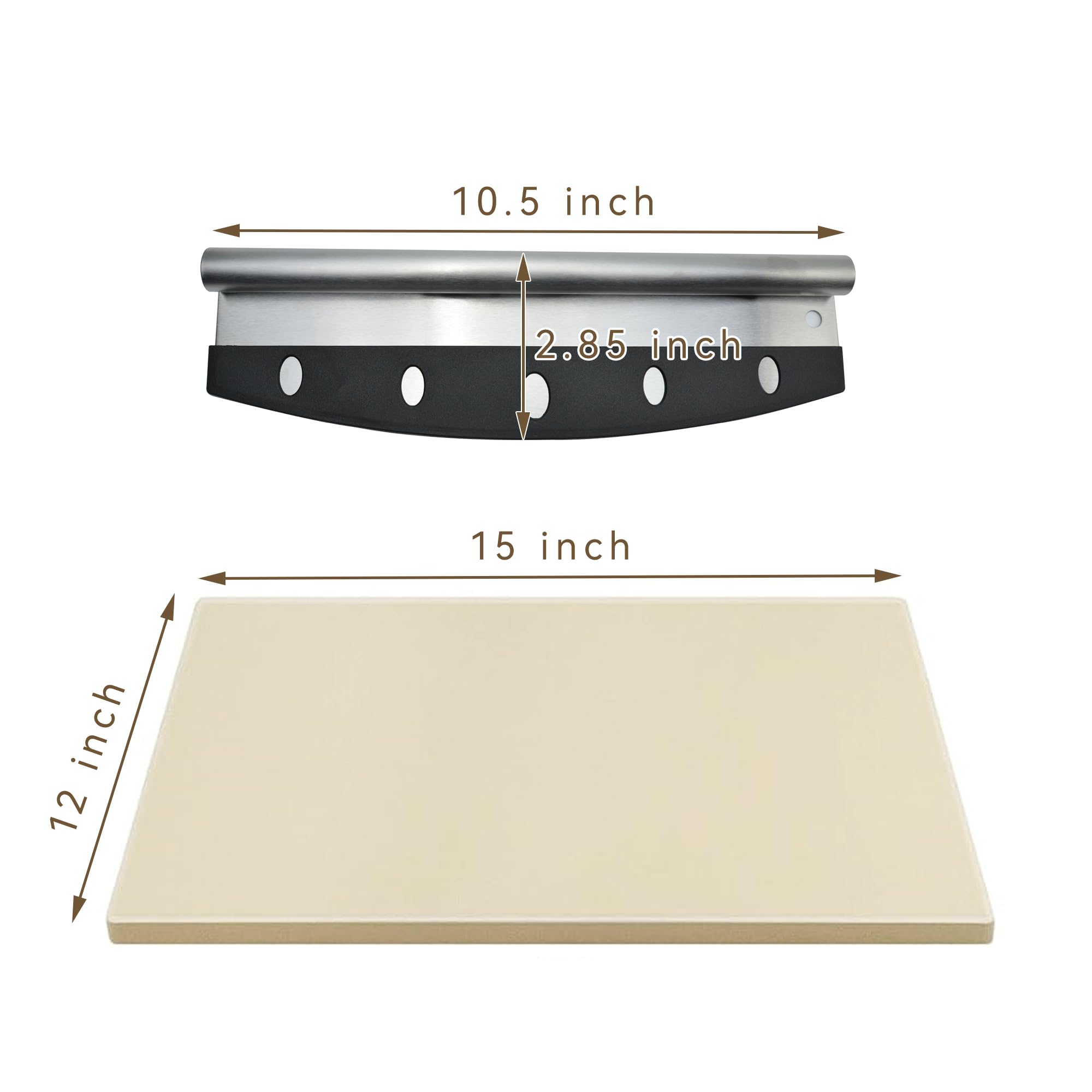 YUTFUBG Pizza Stone Kit with Rocker Cutter - 15
