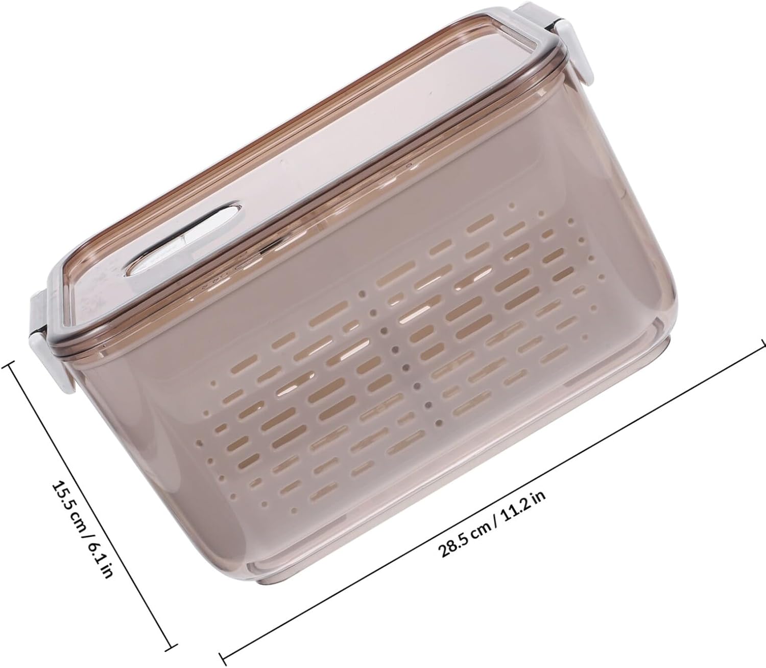 SECFOU Vegetable Storage Basket with Drainage, Large Produce Basket for Refrigerator, Tea Color Ventilated Salad Keeper for Fruit and Vegetable Organization