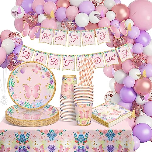 Schmetterling Geburtstagsdeko Set - Komplettset Für Mädchen Party