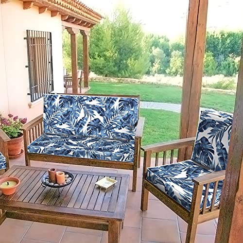 Twlear Outdoor Cushion Covers, Patio Cushion Covers For Outdoor Furniture, Water Resistant Porch Bench Swing Loveseat Cushion Replacement, 45" X 18" X 3", 1 Pack, Palm Blue (Covers Only) #TOP4