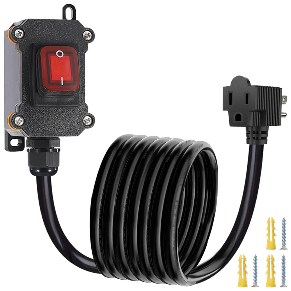 Power Cord With Switch Heavy Duty SJTW 12AWG Outdoor Waterproof ...