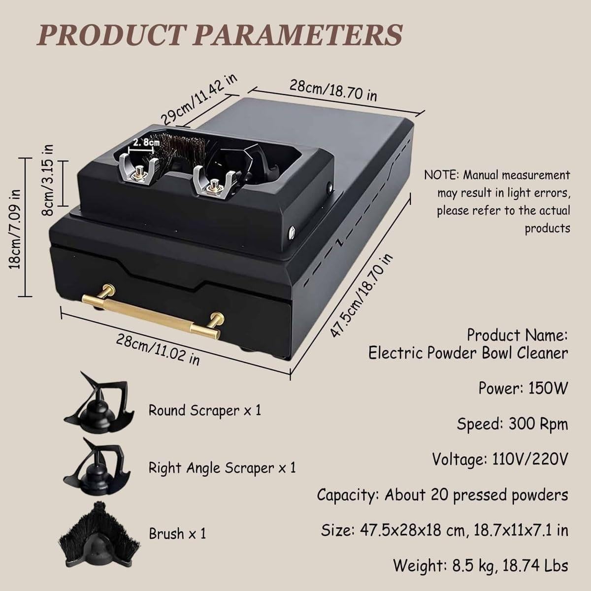 Limpiador eléctrico automático de café molido, máquina de limpieza de portafiltro para 58 mm con 2 raspadores y 1 cabezal de cepillo, limpiador de café Knock Box para uso doméstico y comercial