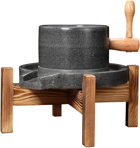 WANLIAN Molino de granito natural de piedra manual - Molinillo de piedra azul seca y húmeda para nuez moscada - Molino de grano clásico con manivela