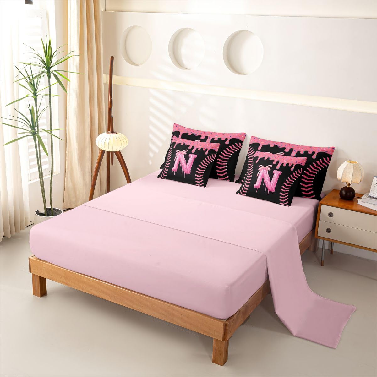 Homewish Schwarz Rosa Eiscreme Tropfen Bettwäsche 7teilig 155x220