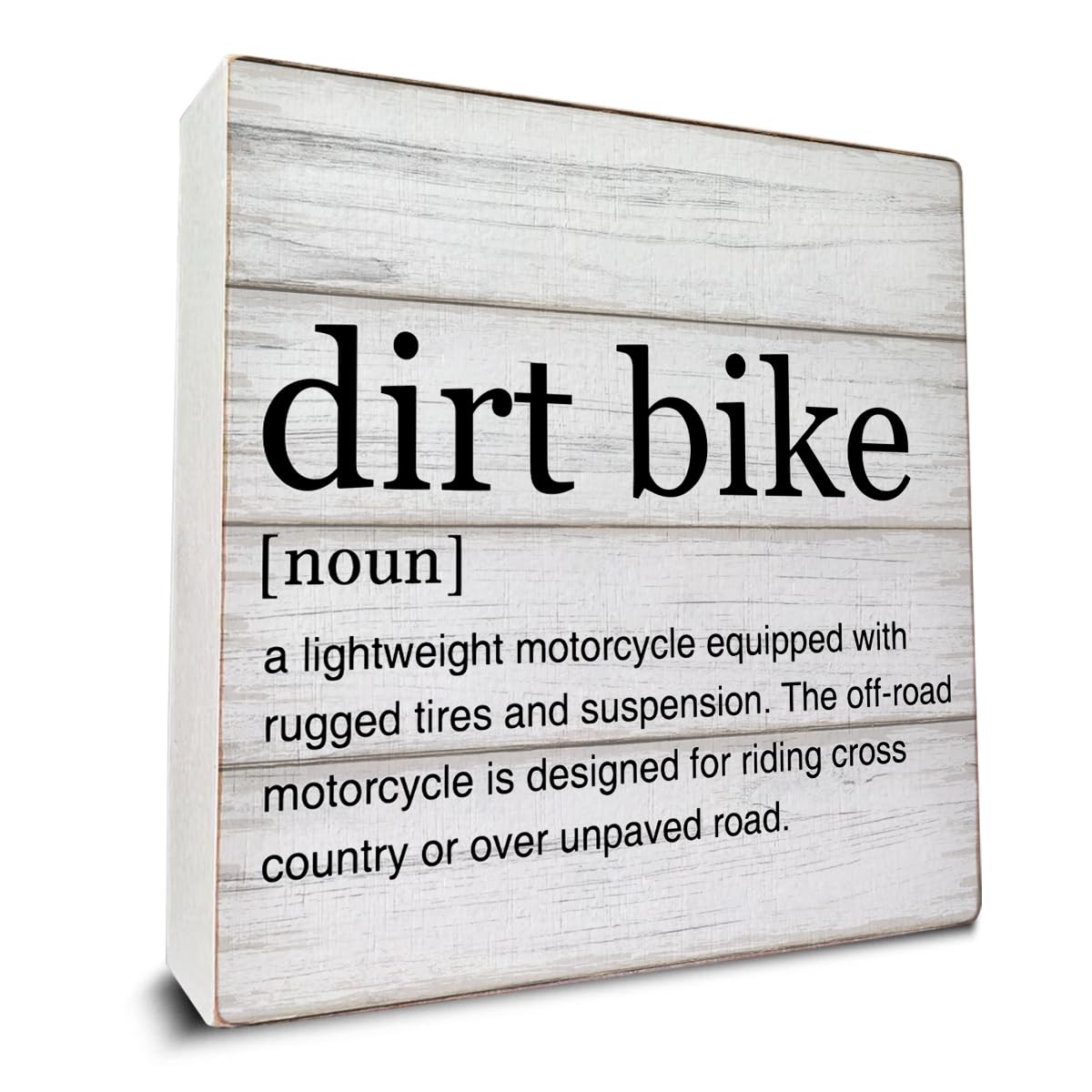 Dirt Bike Definition Wooden Box Sign Motocross Lover Gifts Dirt Bike Desk Decorative Wooden Sign Home Decor for Desk Table Shelf 5 x 5 Inches