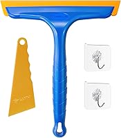 Vista 10 de Escobilla de ducha de silicona multiusos para puerta de cristal de ducha, con 2 ganchos y mini escobilla rosa, para vidrio de baño, automóvil, pared