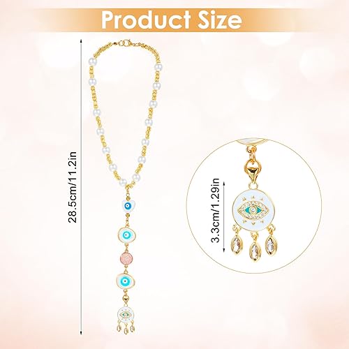 Miniatura 2 de Dije colgante de corazón contra el mal de ojo para automóvil, adorno colgante de cristal turco con cuentas de ojo turco para espejo retrovisor para