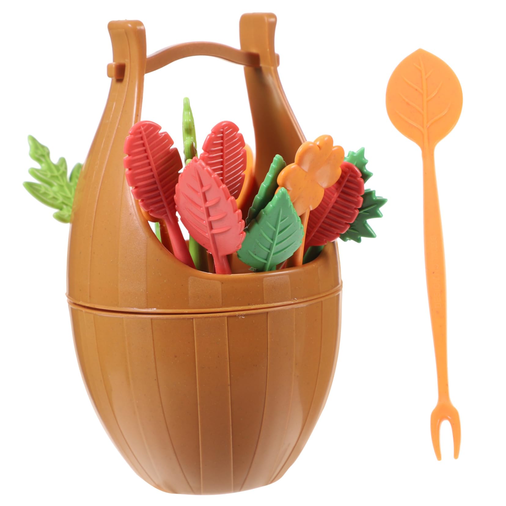 NAMOARLY Fruit Picks with Leaf Forks 17pcs Salad Fruit Pick Set Skewers for Appetizers Drink Skewers Cocktail