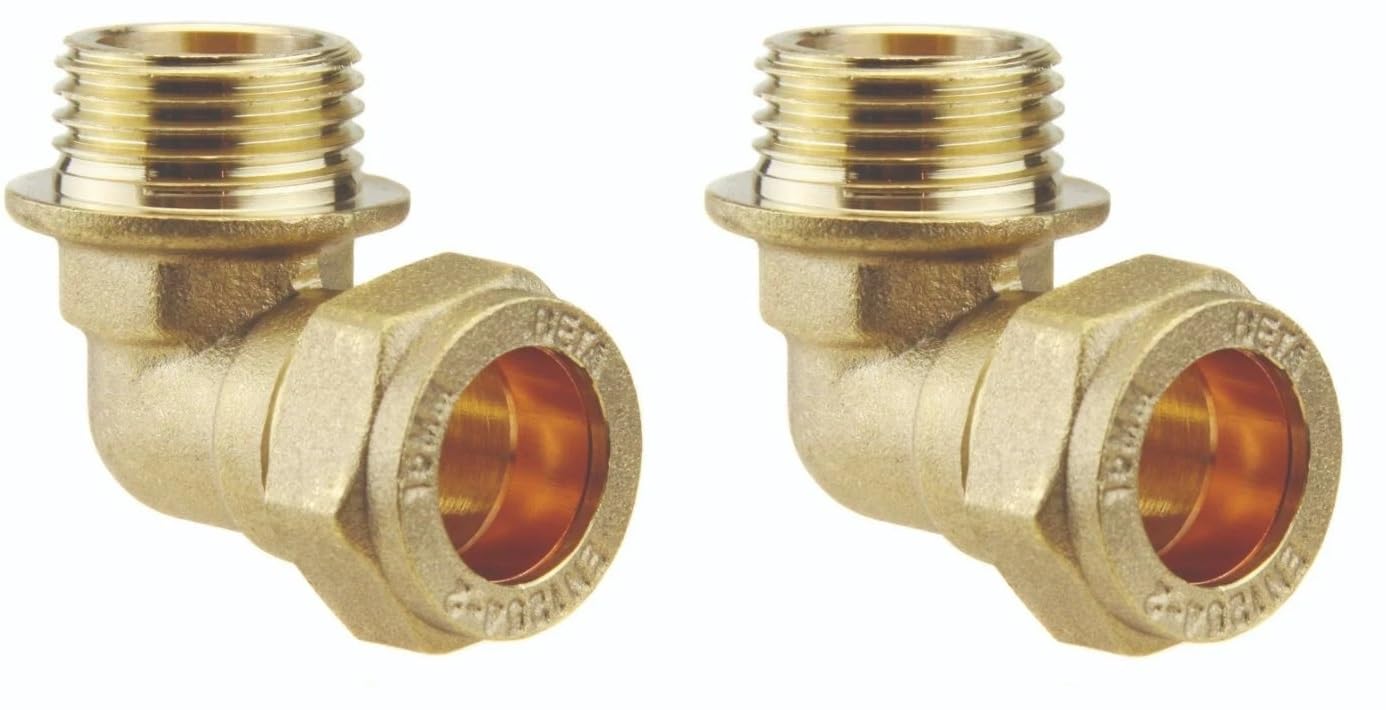 Ukdeals Direct Men's Brass Ukdd® 15Mm Compression By 1/2" Bsp Iron Elbow 90 Bend, 15Mm X 1/2" Adaptors Bend - Wras Approved - Pack Of 2