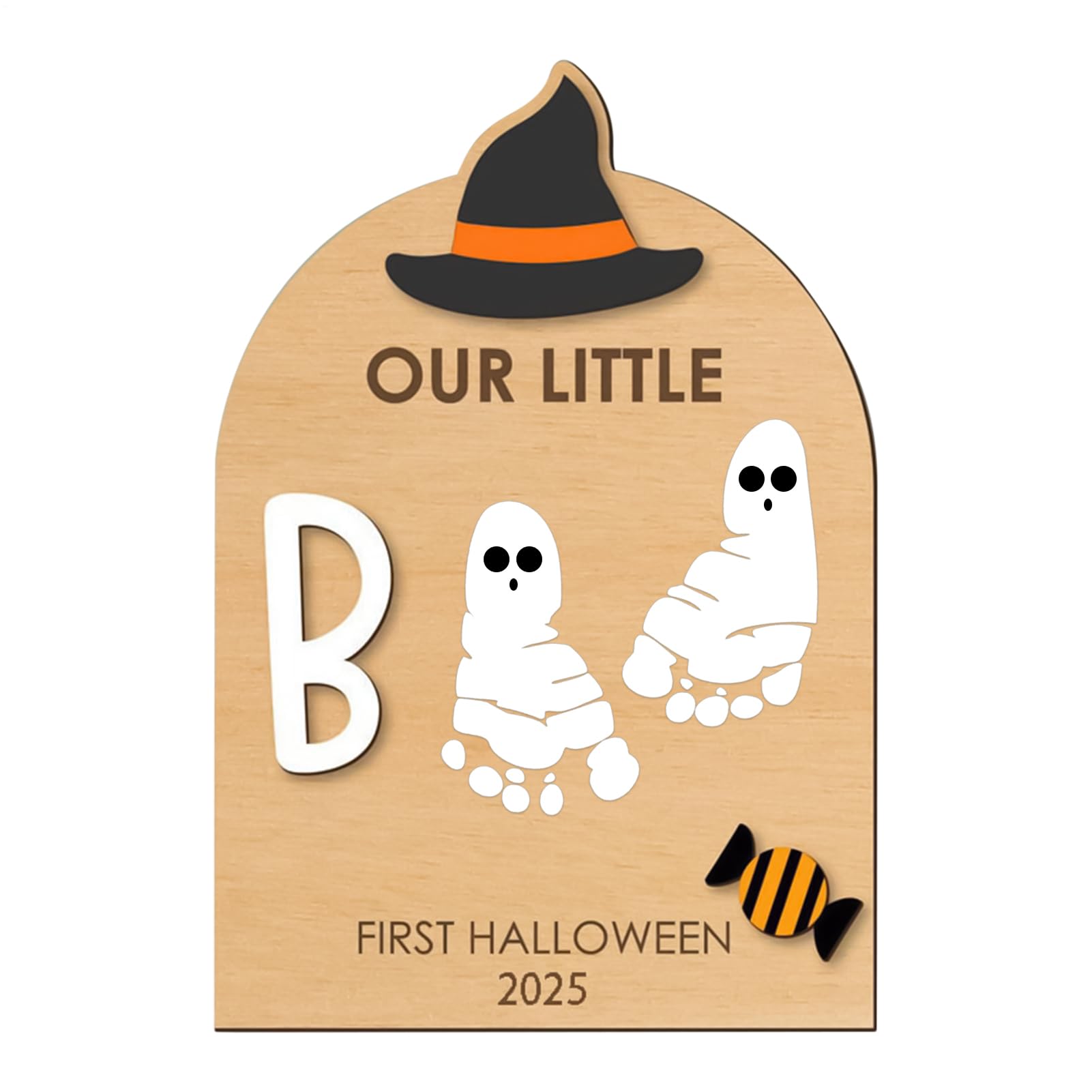 Baby Hand And Footprint Kit, Babies First Halloween Keepsake, Halloween Footprints Board, Baby Handprint Memory Ornaments, Personalized Halloweens Decorations, For Mom Dad Kids