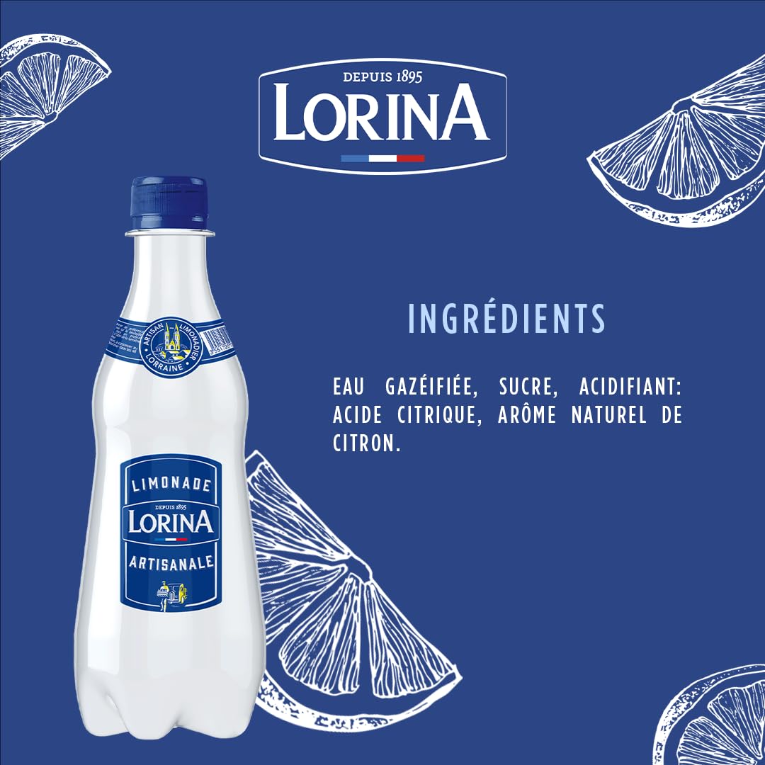Lorina Limonade Artisanale, Boisson Gazeifiée, 42cl, Lot de 12 Bouteilles