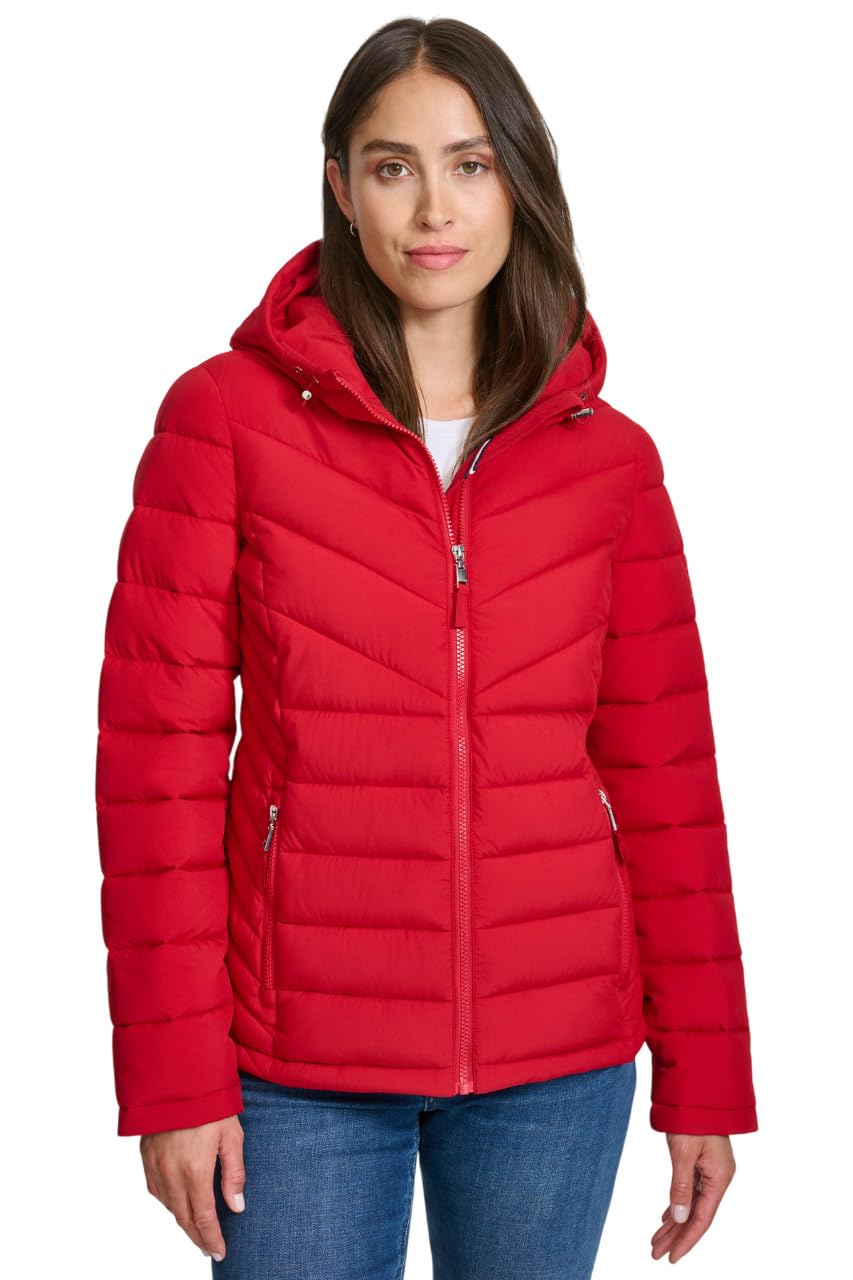 Tommy Hilfiger Women's Essential Lightweight Packable Puffer Jacket, Crimson, XL