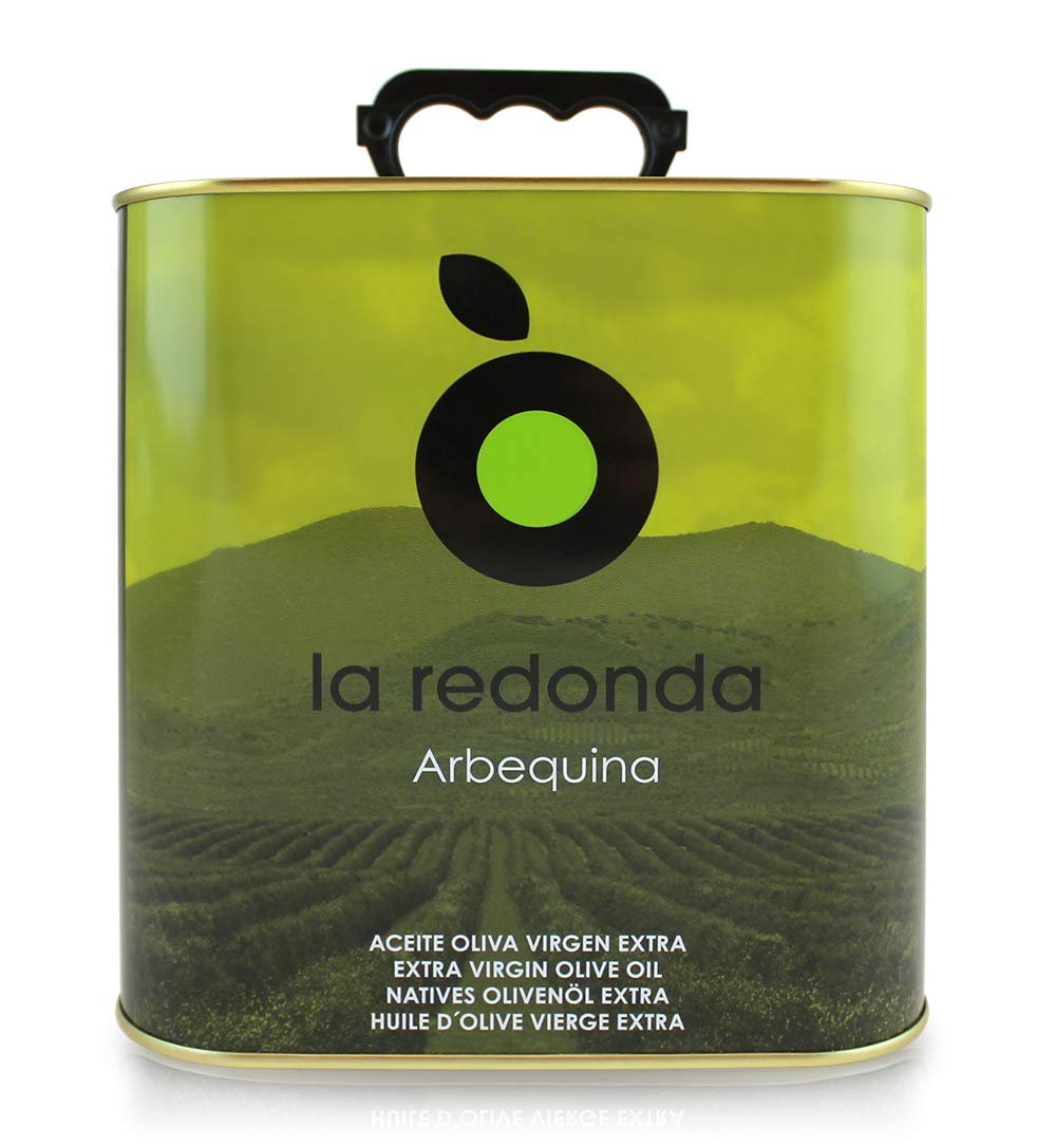 La Redonda - Natives Olivenöl extra aus 100 % Arbequina-Oliven - 2.5L - Blechdose - Frühe Ernte von unserem Landgut in Aragonien - Kaltpressung - Einmalige Pressung - Eigene Ölmühle