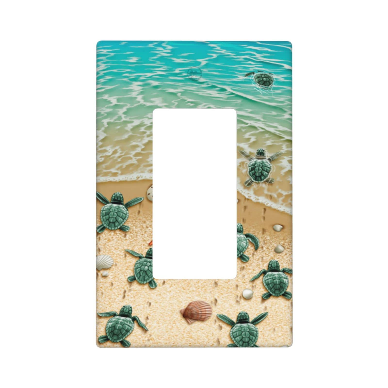 Cute Beach Turtles Single Rocker Light Switch Wall Plate Cover Faceplate 1-Gang Decorative Switches Suitable for Home Kitchen Electrical Decoration