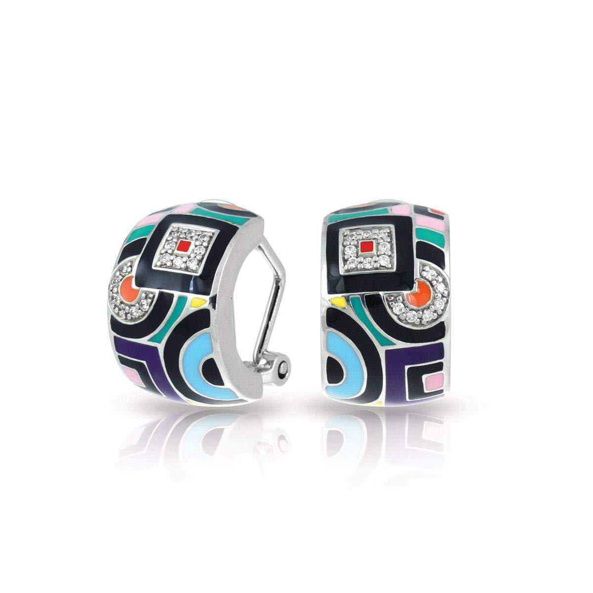 Boucles d'oreilles Geometrica en métal émaillé au design graphique chic - 2