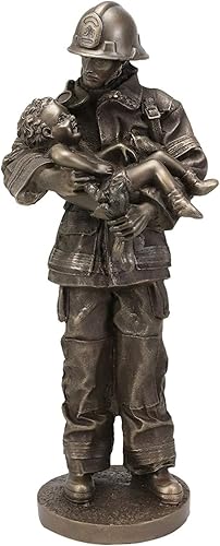Ebros Gift Estatua decorativa de bomberos de 12 pulgadas de alto, acabado de galería de museo 911, figura de héroe para responder a emergencias como