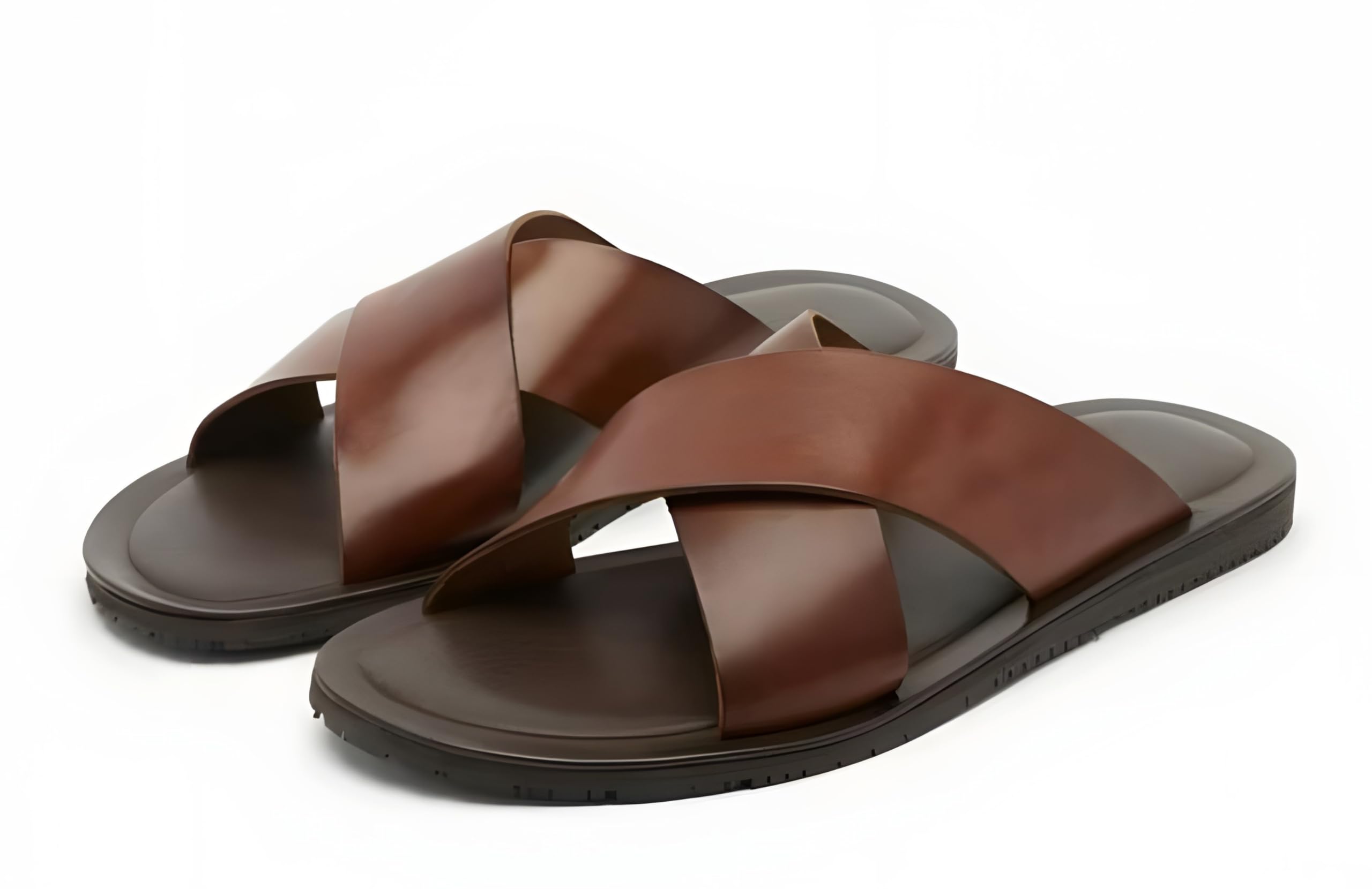 The Elegant Cross Strap Leather Sandal & Chappal for Men | Premium Lightweight Slip-On Leather Sandals & Chappals for Everyday Comfort-image-49