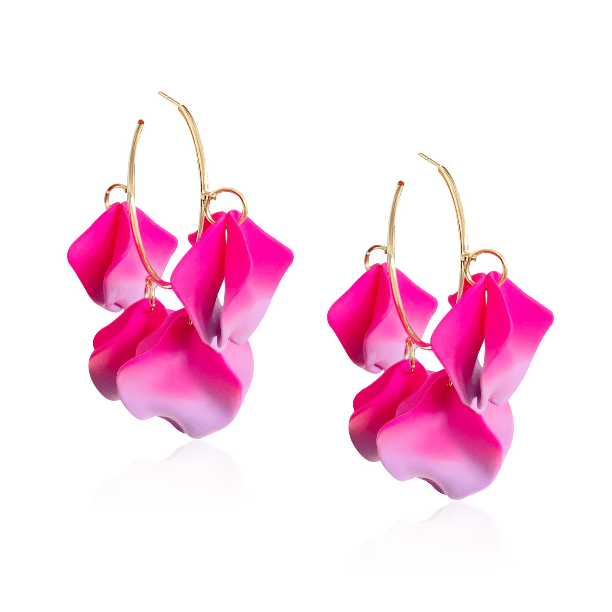 Vavhoo Floral Petal Open Hoop Earring for Women Lightweight Adorable Charm Chic Unique C Huggie Hoop Earring for Women Daily Gift