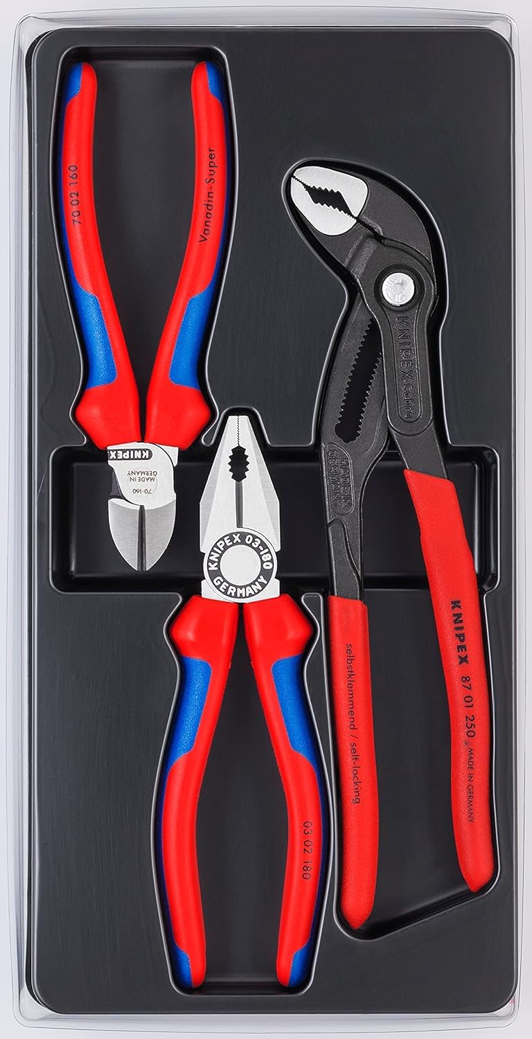 KNIPEX 00 20 09 V01 (SB-Karte/Blister) Paket, Mehrfarbig & 26 12 200 Flachrundzange mit Schneide & Flachrundzange mit Schneide (Radiozange)