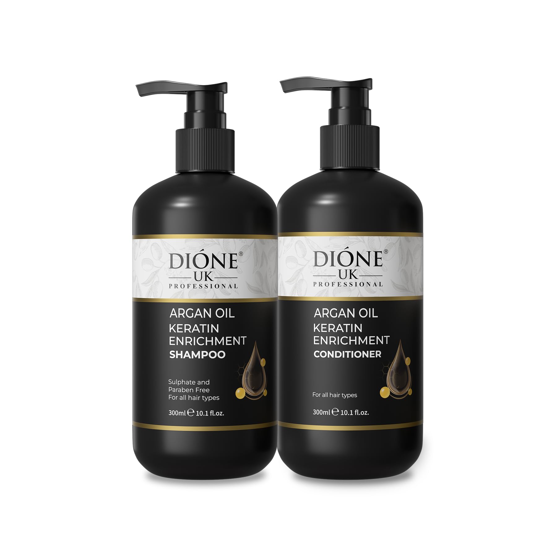 Keratin Hair Shampoo and Conditioner Set by Dione UK Professional, 300ml Each, for Smoother Hair-image-28