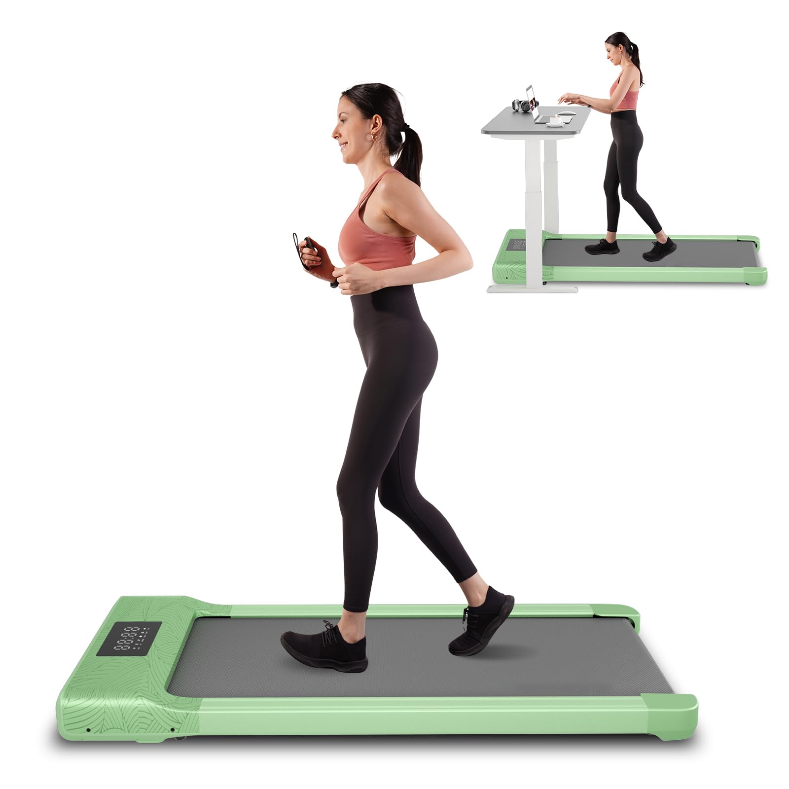 DeerRun 2024 Upgrade Walking Pad, Smart Under Desk Treadmill for Home Office, No-Assembly Treadmills with APP and Remote Control, LED Display, 2.5 HP Quiet Walking Jogging Machine, 300 lbs Capacity