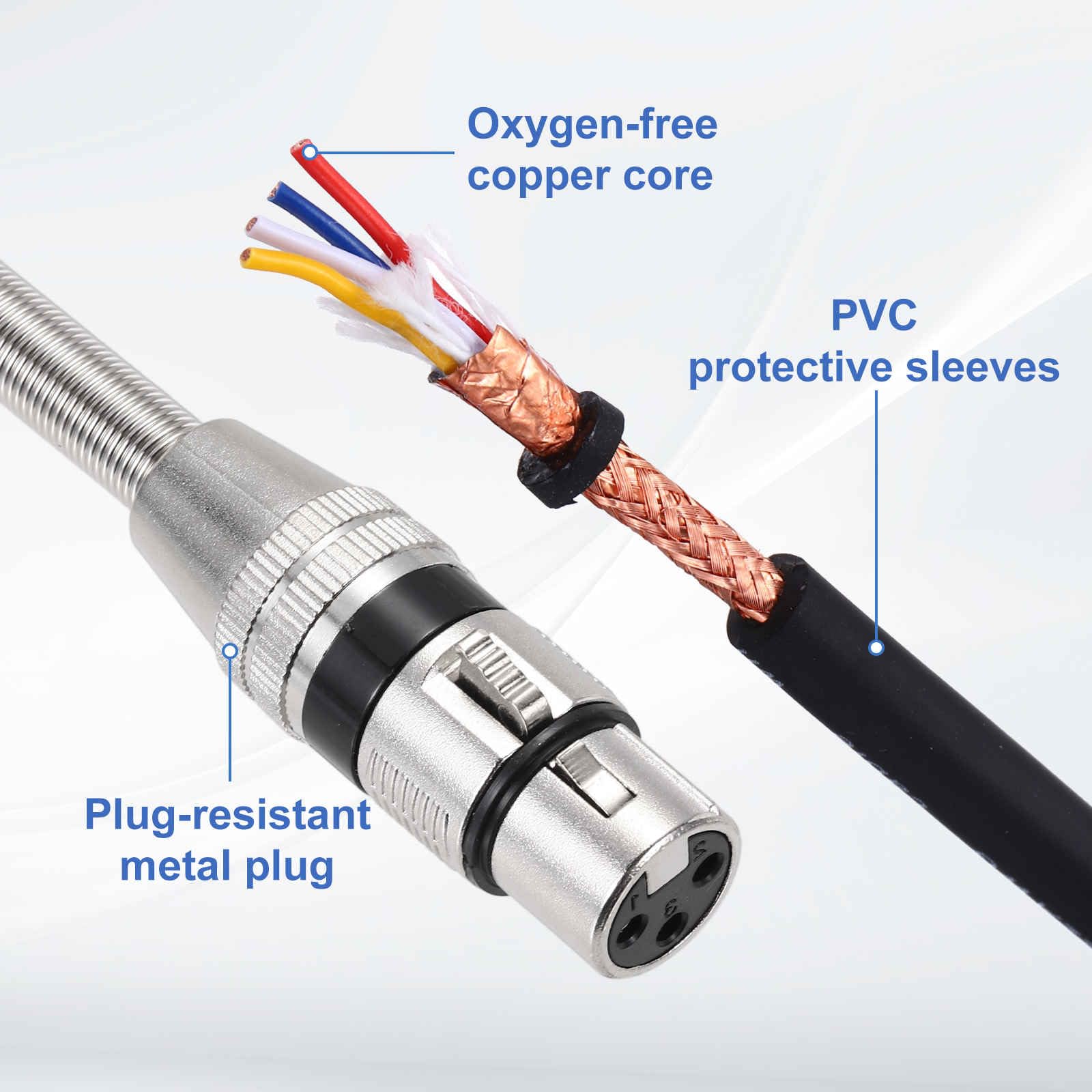 DMiotech Cable XLR a XLR, 3 pines 22AWG OFC macho a hembra, cable de micrófono conector de cable para mezclador de altavoz, estudio, sistema PA, 100 pies (negro)