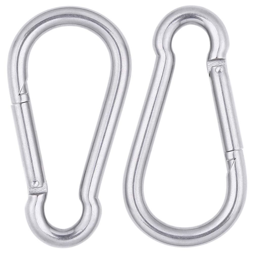AOWISH 2 PCS Stainless Steel Spring Snap Hook, 304 Stainless Steel Carabiner Clips, Heavy Duty Quick Link Lock Ring Spring Buckles (3/8-Inch Diameter, 4-Inch Length, 650 Lbs)