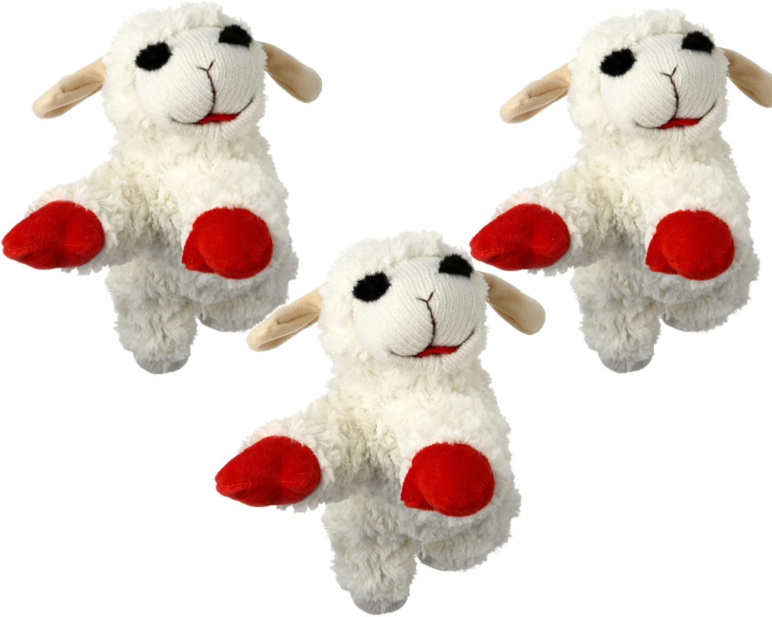 HDP Lambchop Plush Dog Toy 10 with Squeaker Color White Size Set of 3