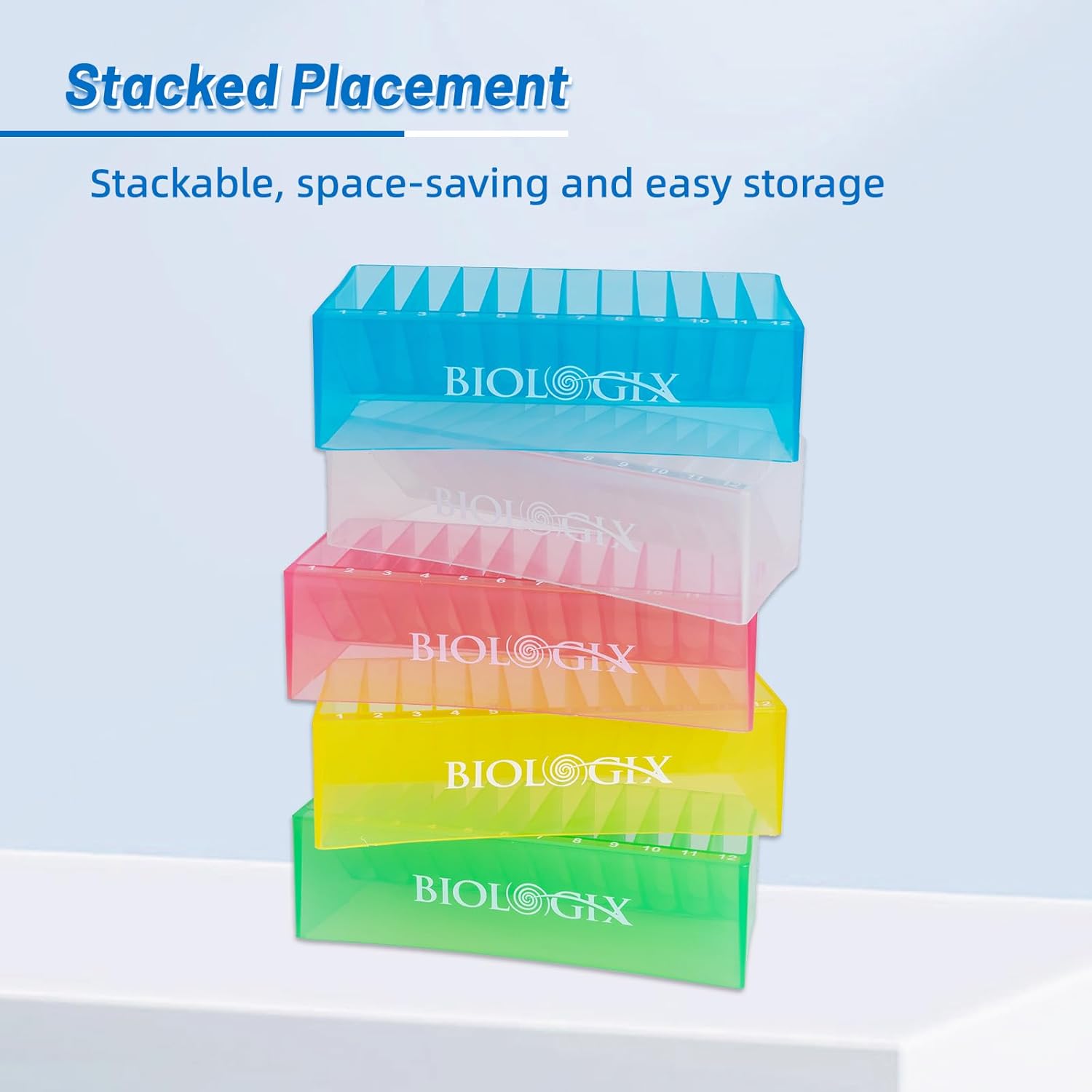 50ml Polypropylene Reagent Reservoir, 12-Channel Basins, 100 Pcs Bulk Wrapped Reagent Tank, Assorted Colors Solution Basins