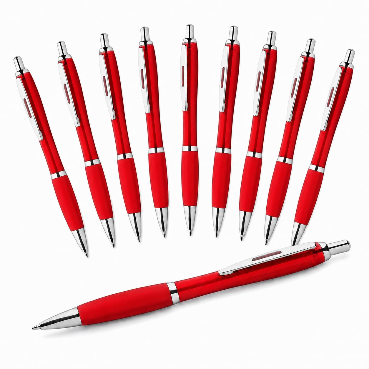 WPRO Kugelschreiber 500 Stück rot, blau schreibend ergonomischer Gummigriff | Nachhaltig länger nutzbar: Wechselbare Patrone und komfortable Haltefläche erleichtern tägliche Schreibaufgaben.