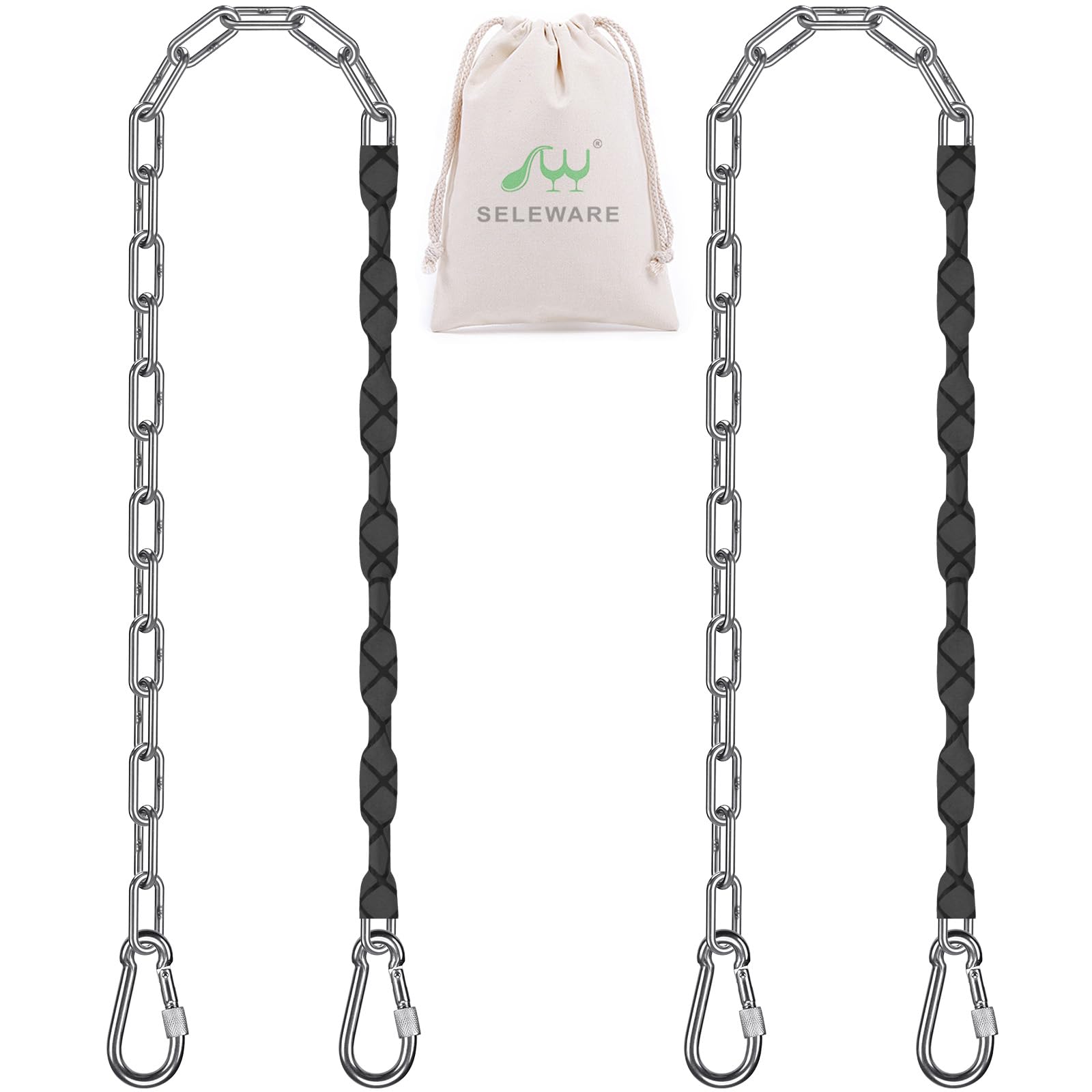 SELEWARE 2 Pcs 65" Stainless Steel Hanging Chains Heavy Duty Swing Chains