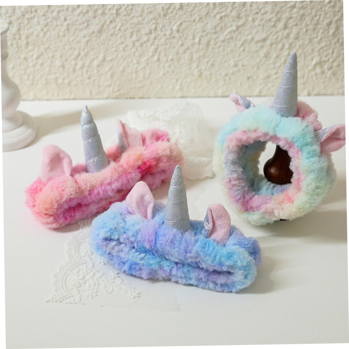 COLLBATH 9 Pz fascia per unicorno bandane ghetta per il collo da donna fasce per animali scrunchies hair band Fasce per per il lavaggio del viso fasce per la testa vello di corallo