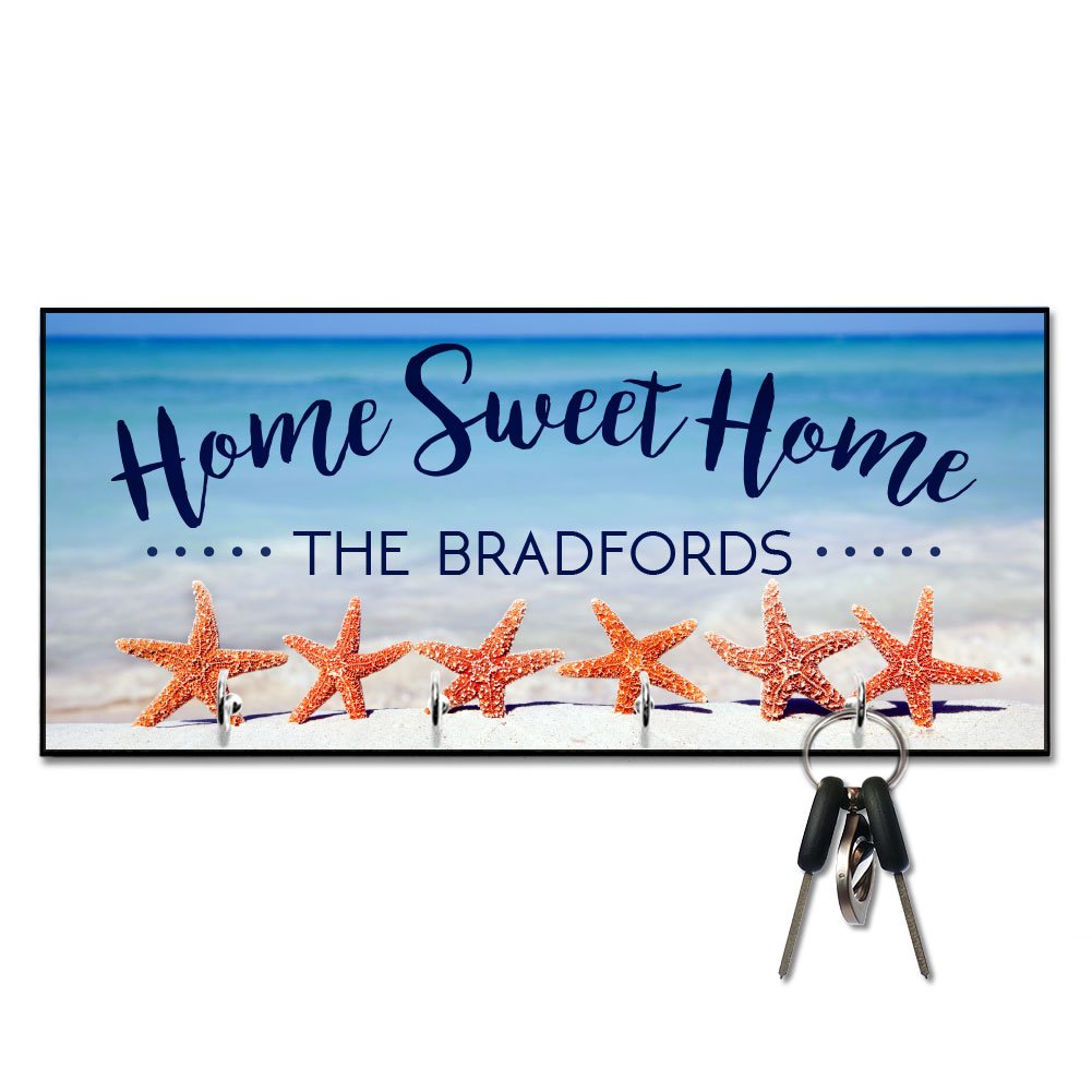 Pattern Pop Personalized Beach Starfish Home Sweet Home Key Hanger
