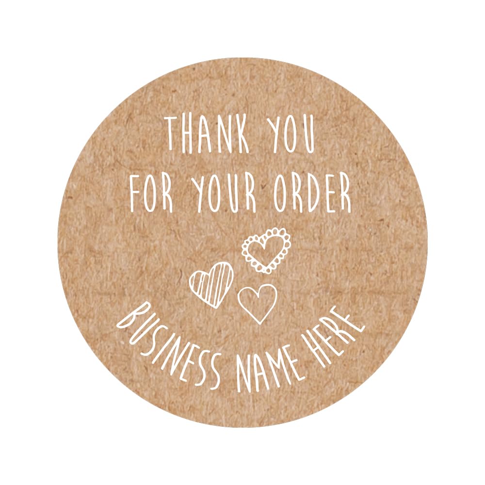 Rustic Hearts Stickers - Thank You - Pack of 35